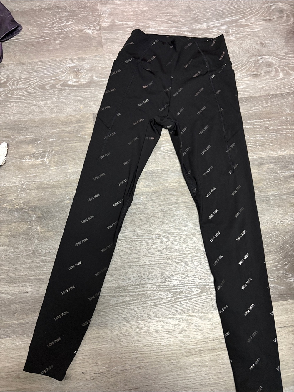 PINK Victoria's Secret Black Logo-Print Woman’s Size Small Leggings